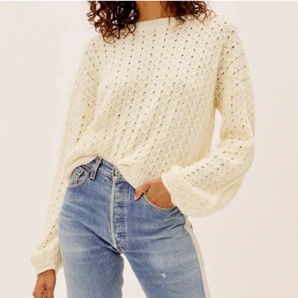 For Love And Lemons Pale Yellow Open Back Sweater